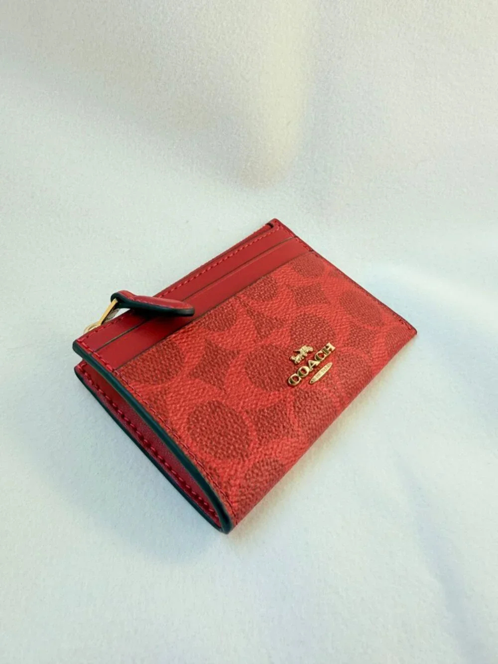 coach Mini Skinny Id Case In Signature Canvas cw870
